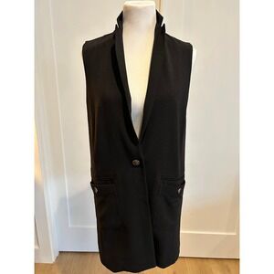 Anthropologie Cartonnier Black Vest Blazer Sleeveless Business Moto Office S